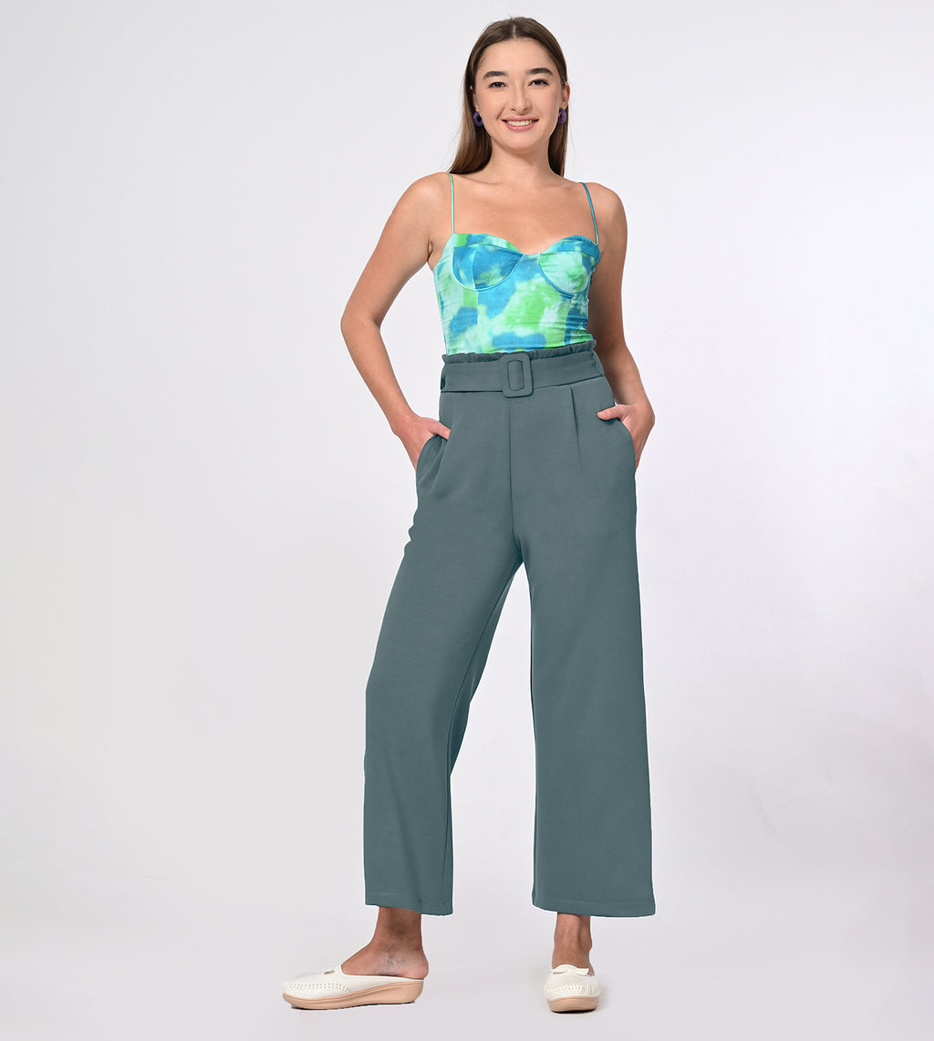 Modal Belted Wide Leg Pants