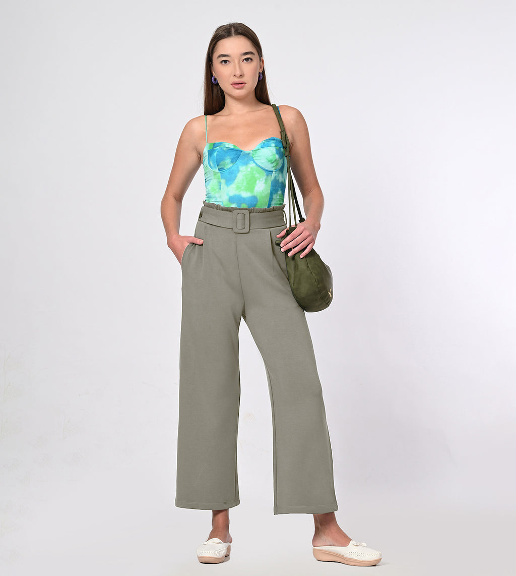 Modal Belted Wide Leg Pants