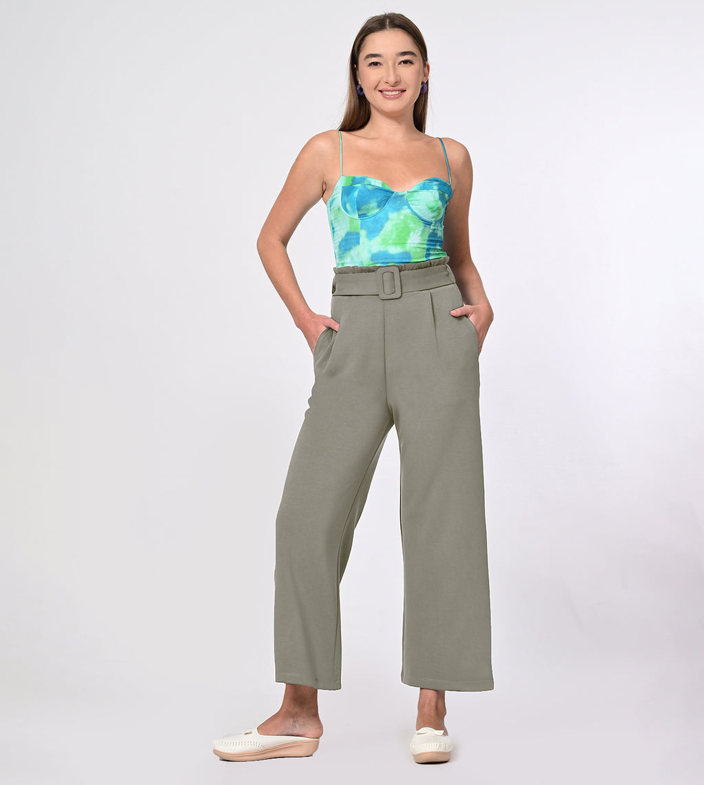 Modal Belted Wide Leg Pants