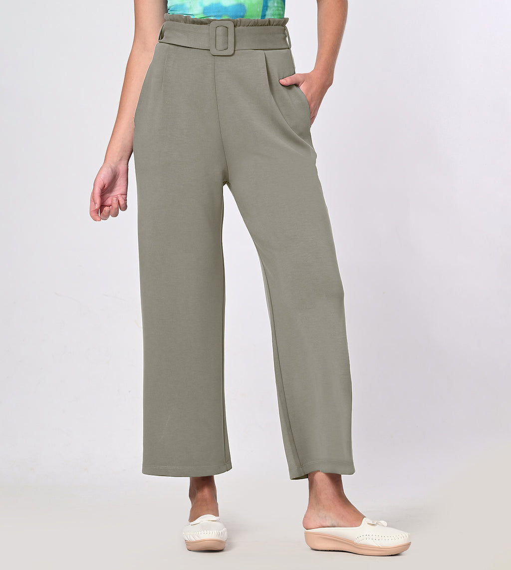 Modal Belted Wide Leg Pants