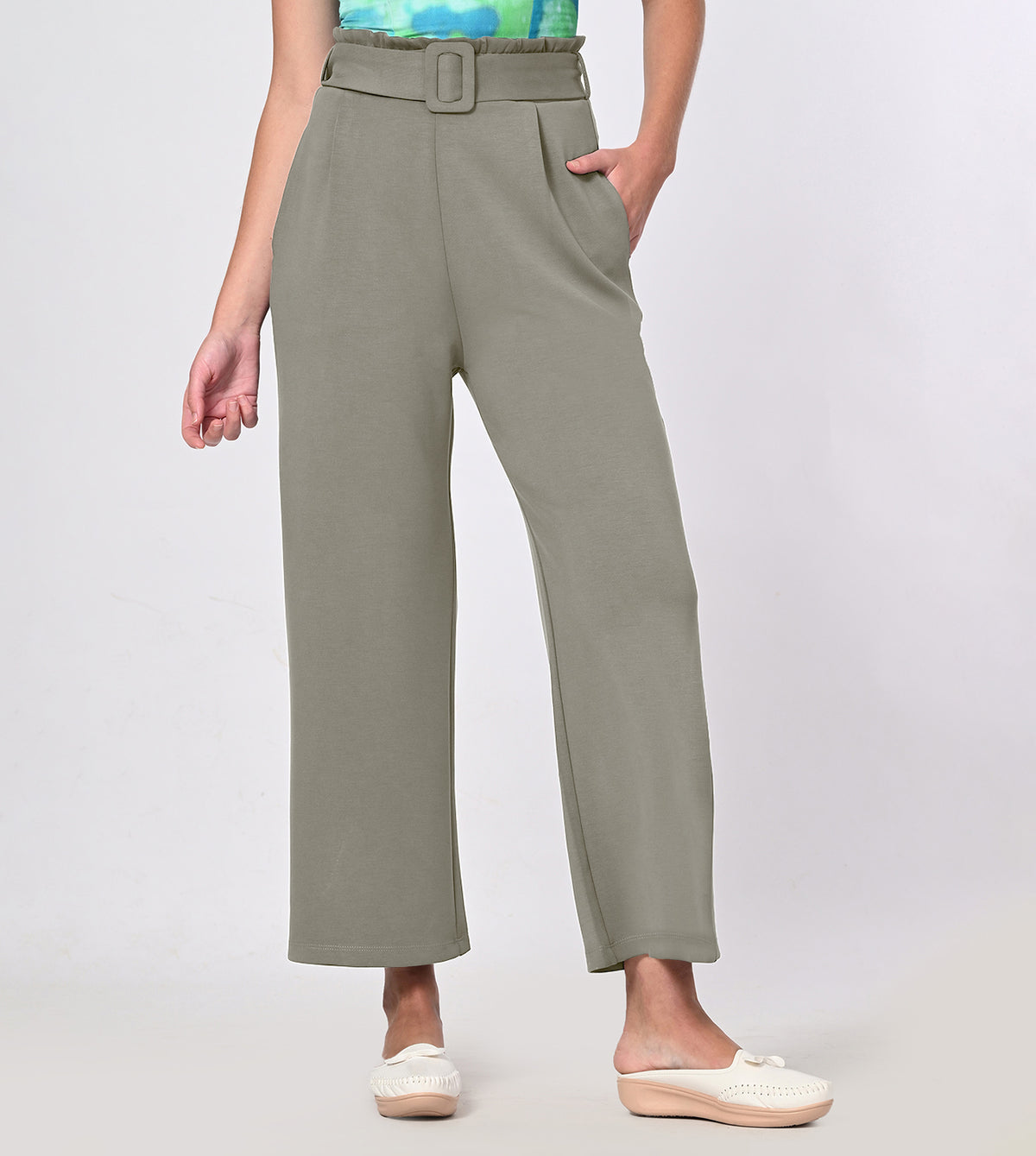 Modal Belted Wide Leg Pants