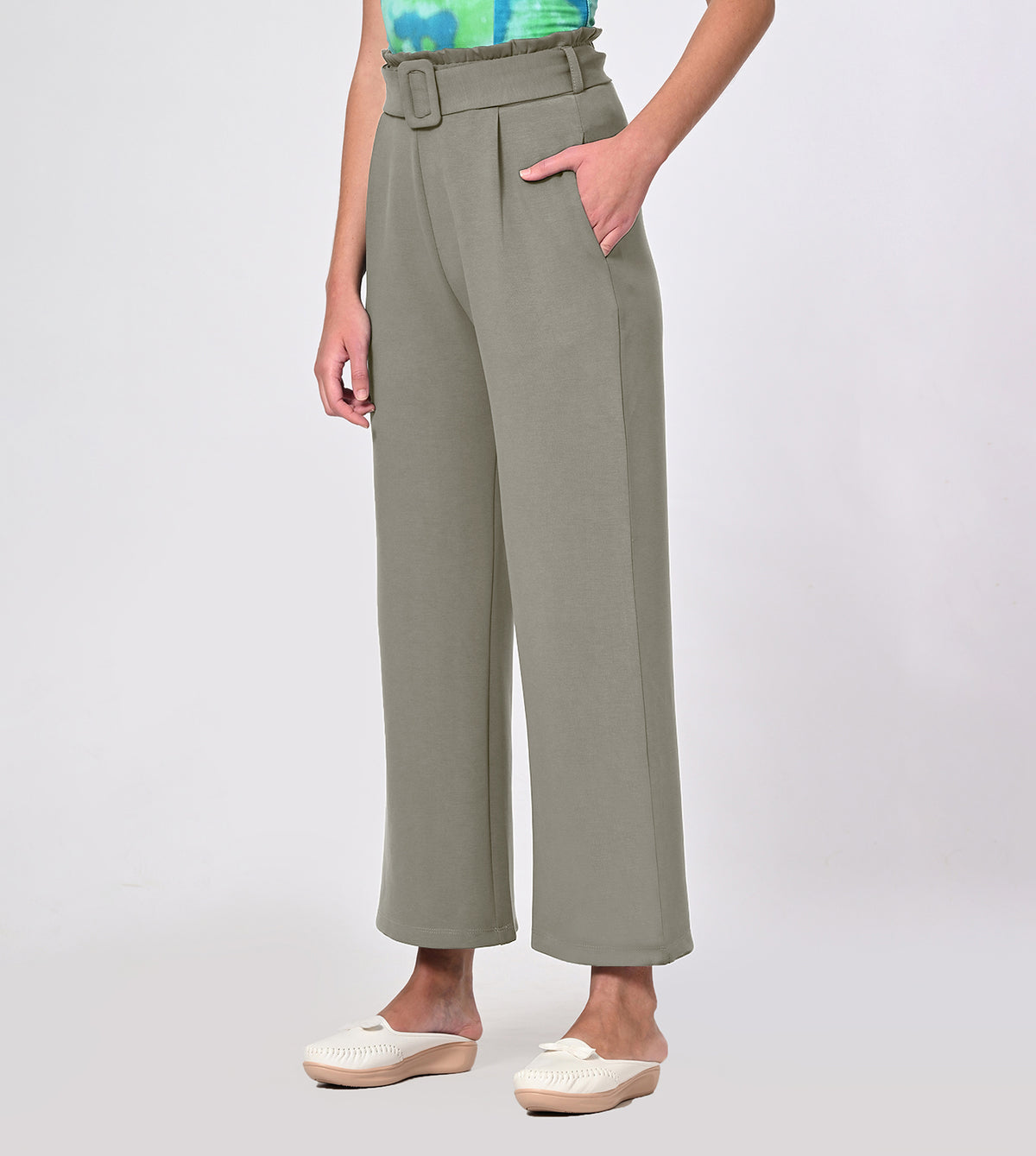 Modal Belted Wide Leg Pants