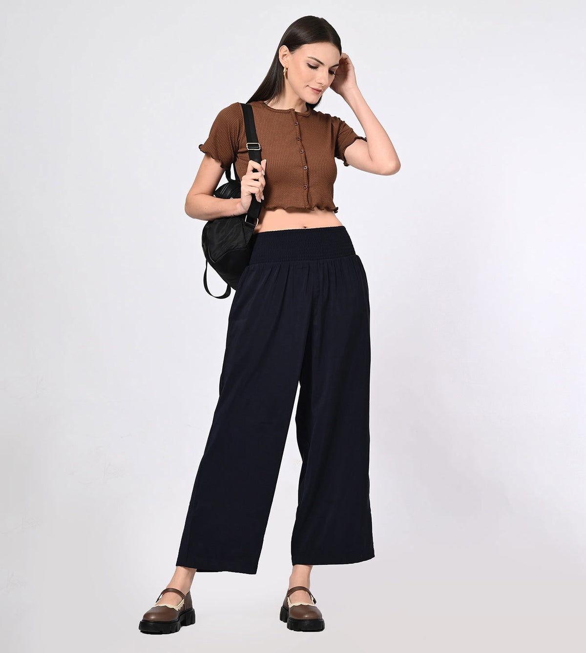 Rayon High Waisted Bell Bottom Trousers - Marvel