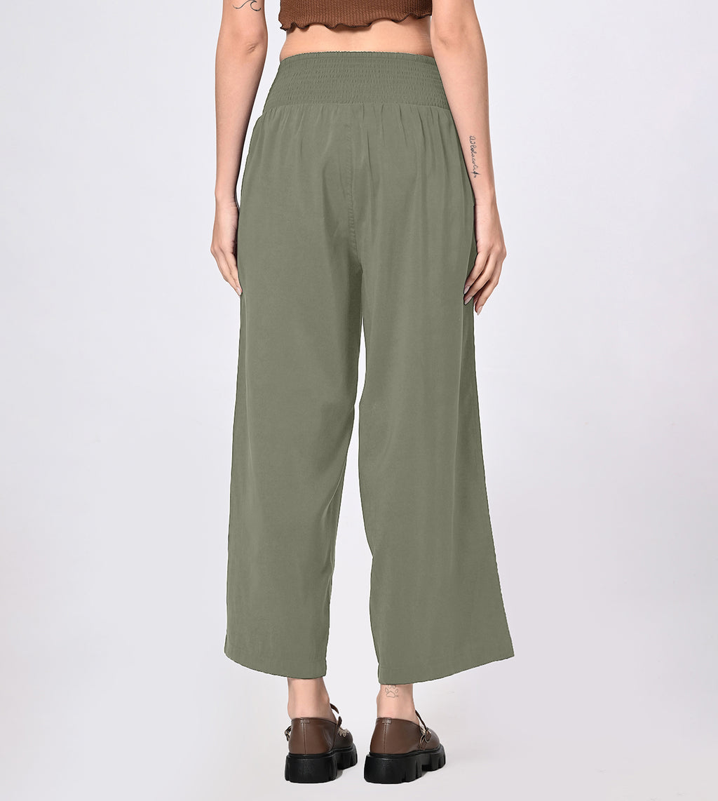 Polynosic Smocked Waist Palazzo Pants