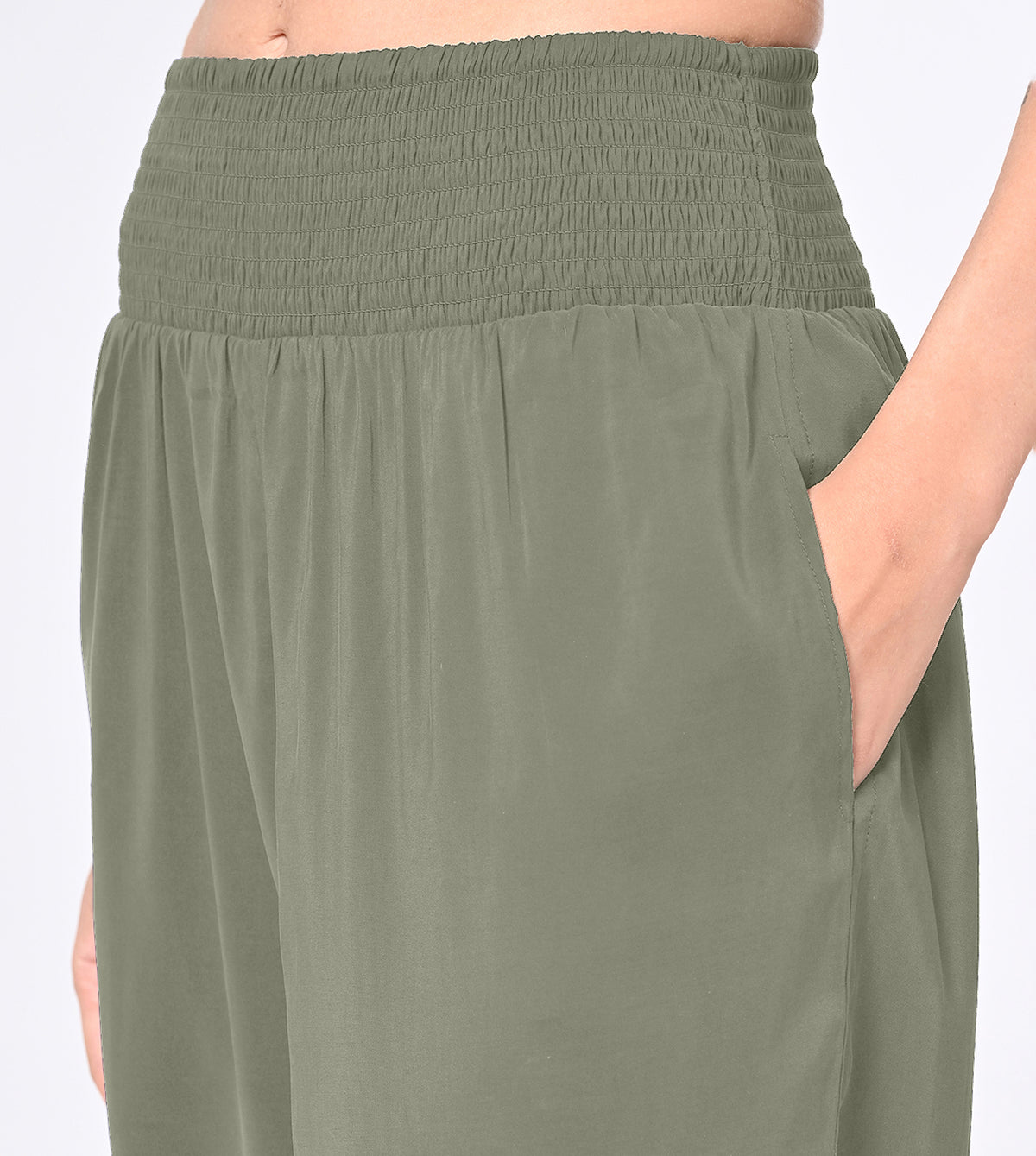 Polynosic Smocked Waist Palazzo Pants