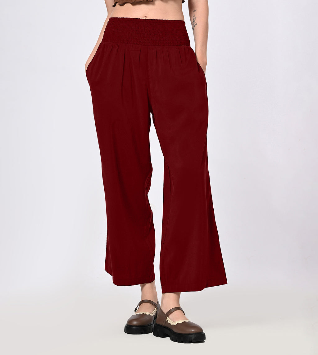 Polynosic Smocked Waist Palazzo Pants