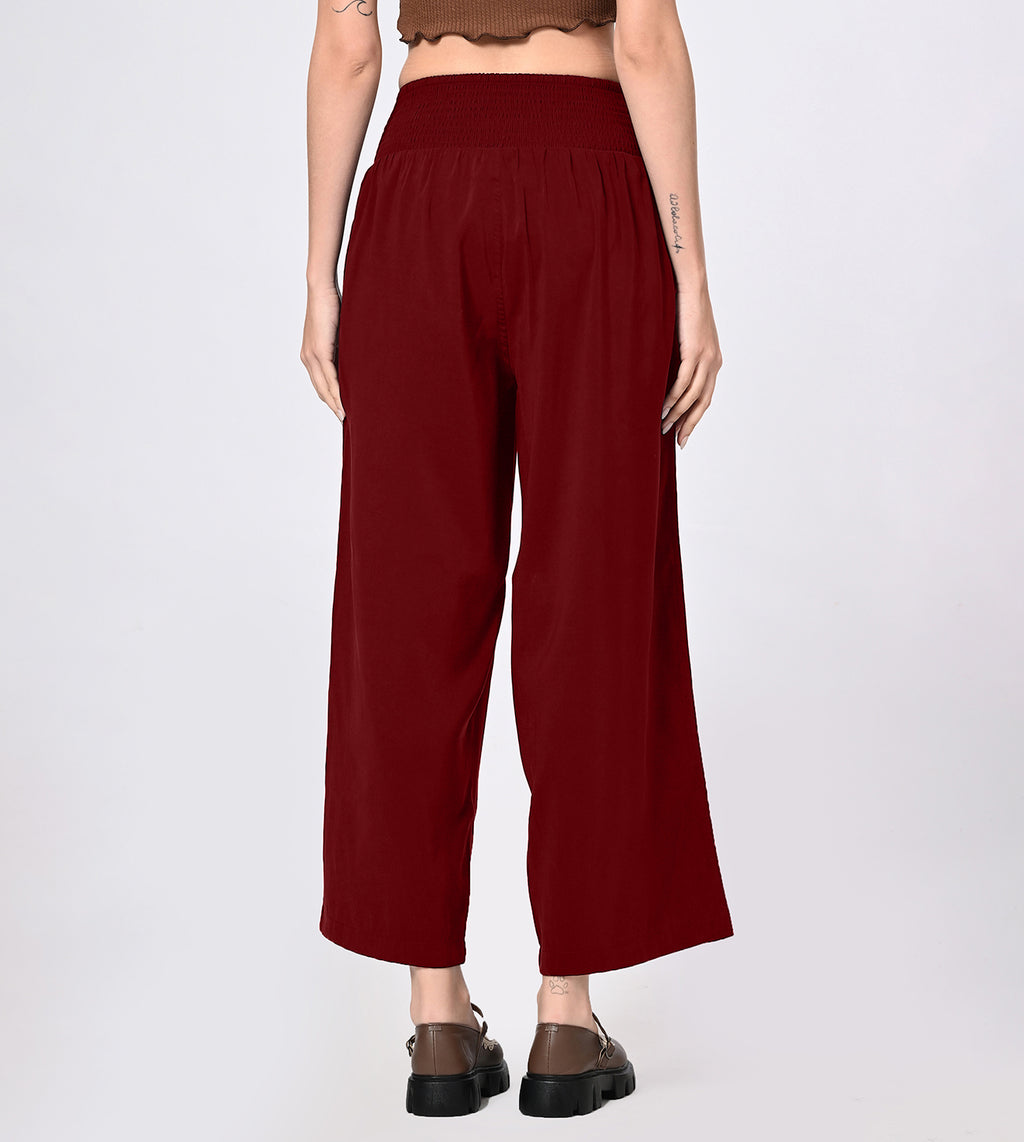 Polynosic Smocked Waist Palazzo Pants