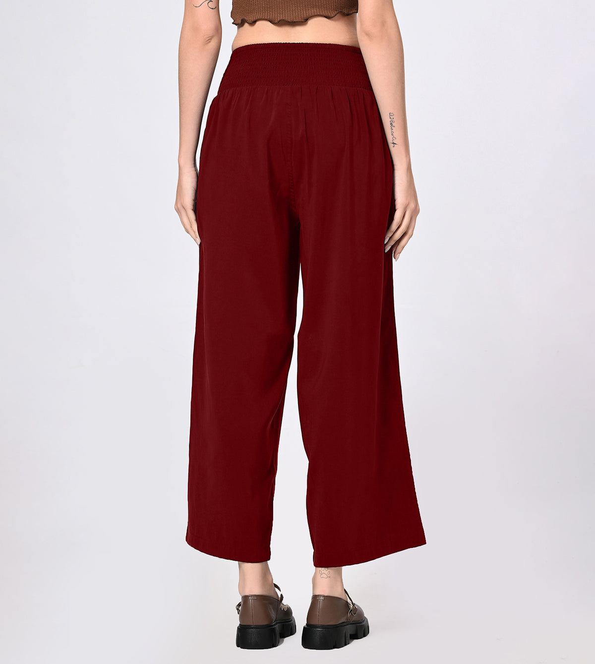 Polynosic Smocked Waist Palazzo Pants