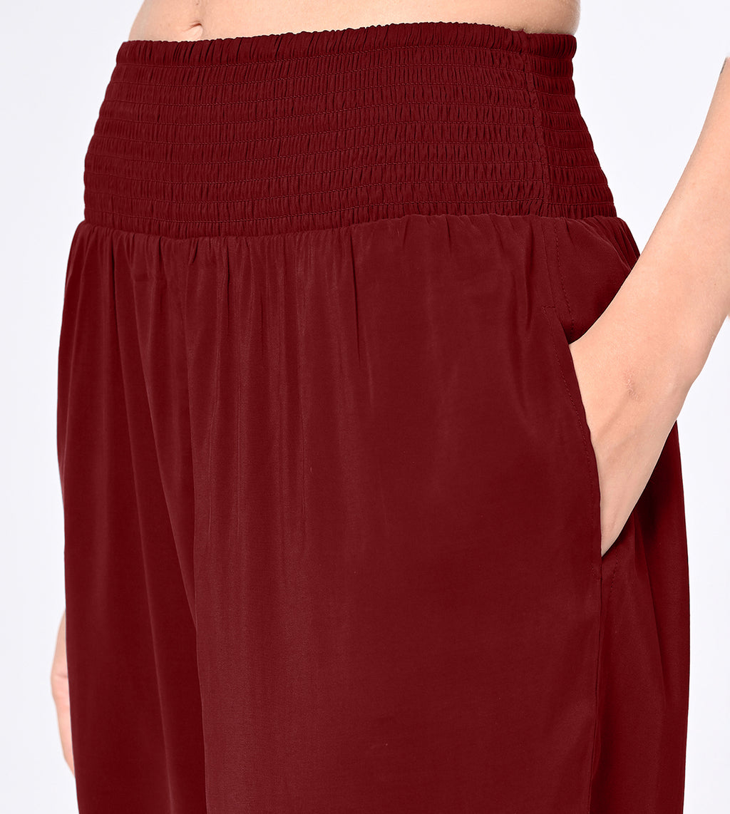 Polynosic Smocked Waist Palazzo Pants