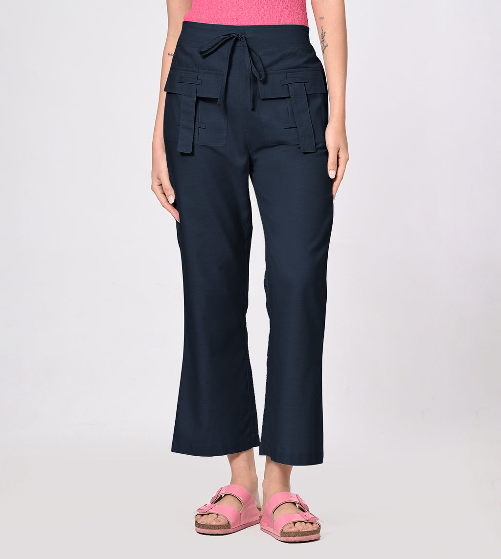 Rayon High Waisted Casual Pants