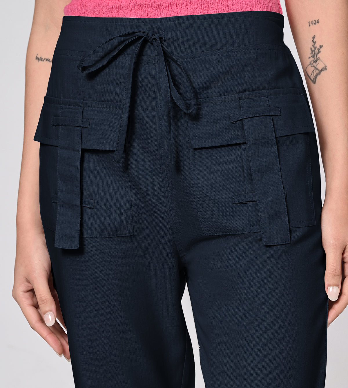 Rayon High Waisted Casual Pants