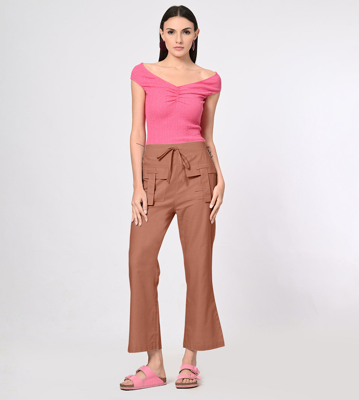 Rayon High Waisted Casual Pants