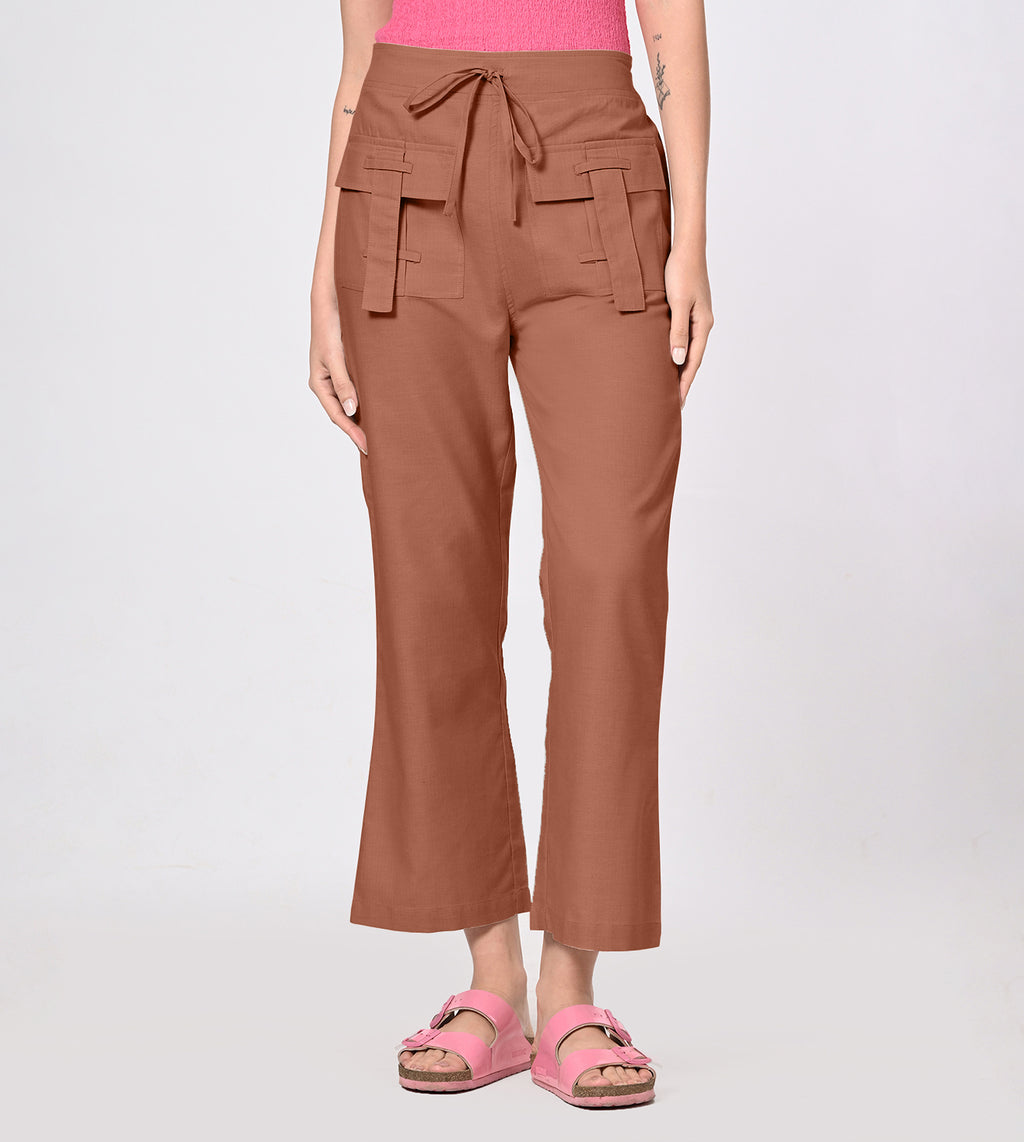 Rayon High Waisted Casual Pants