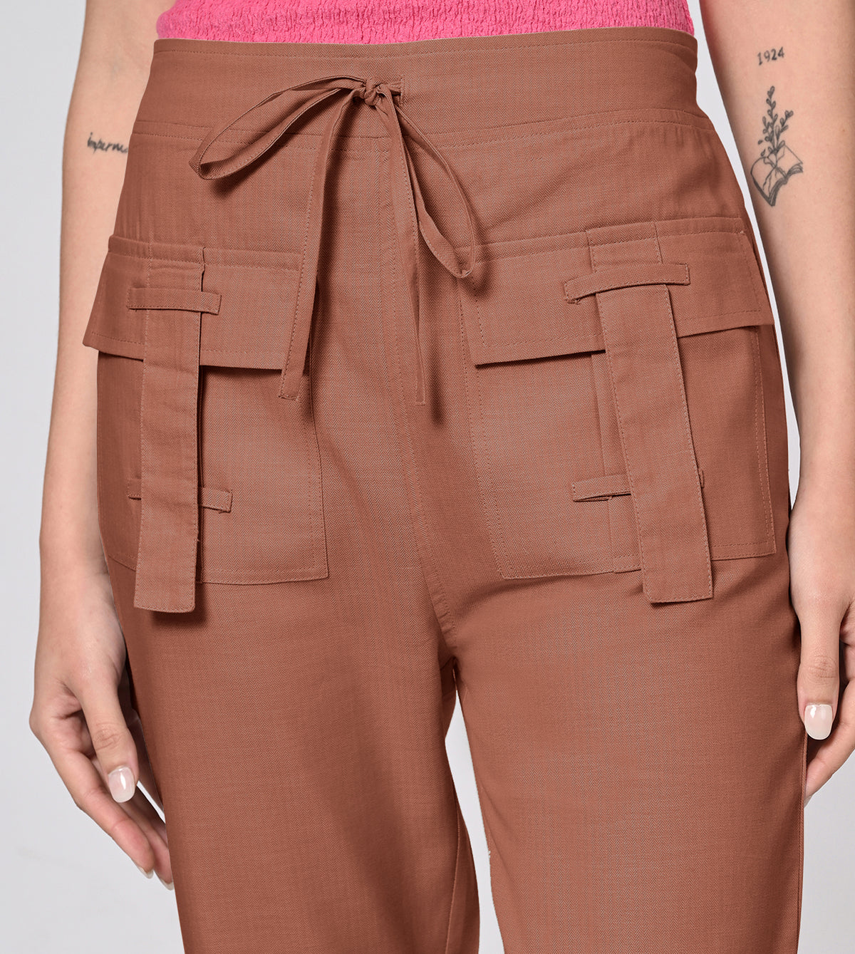 Rayon High Waisted Casual Pants
