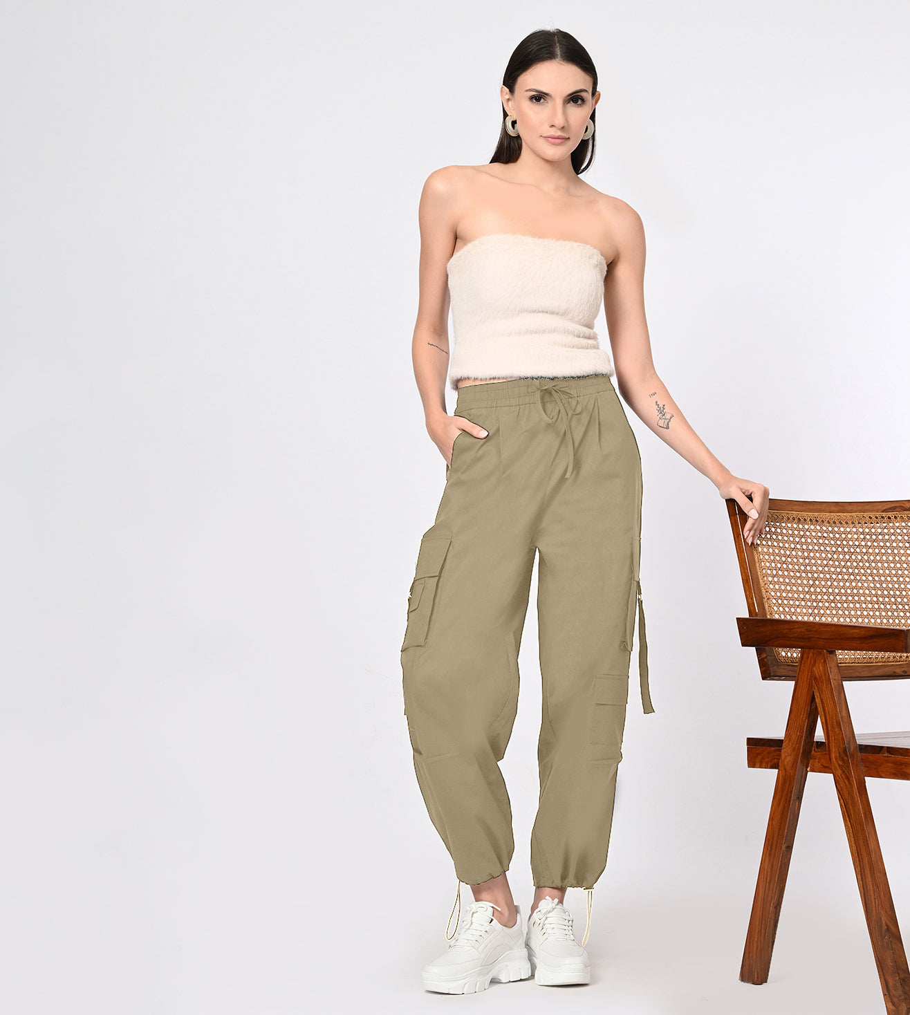 Cotton Nylon Drawstring Jogger Pants
