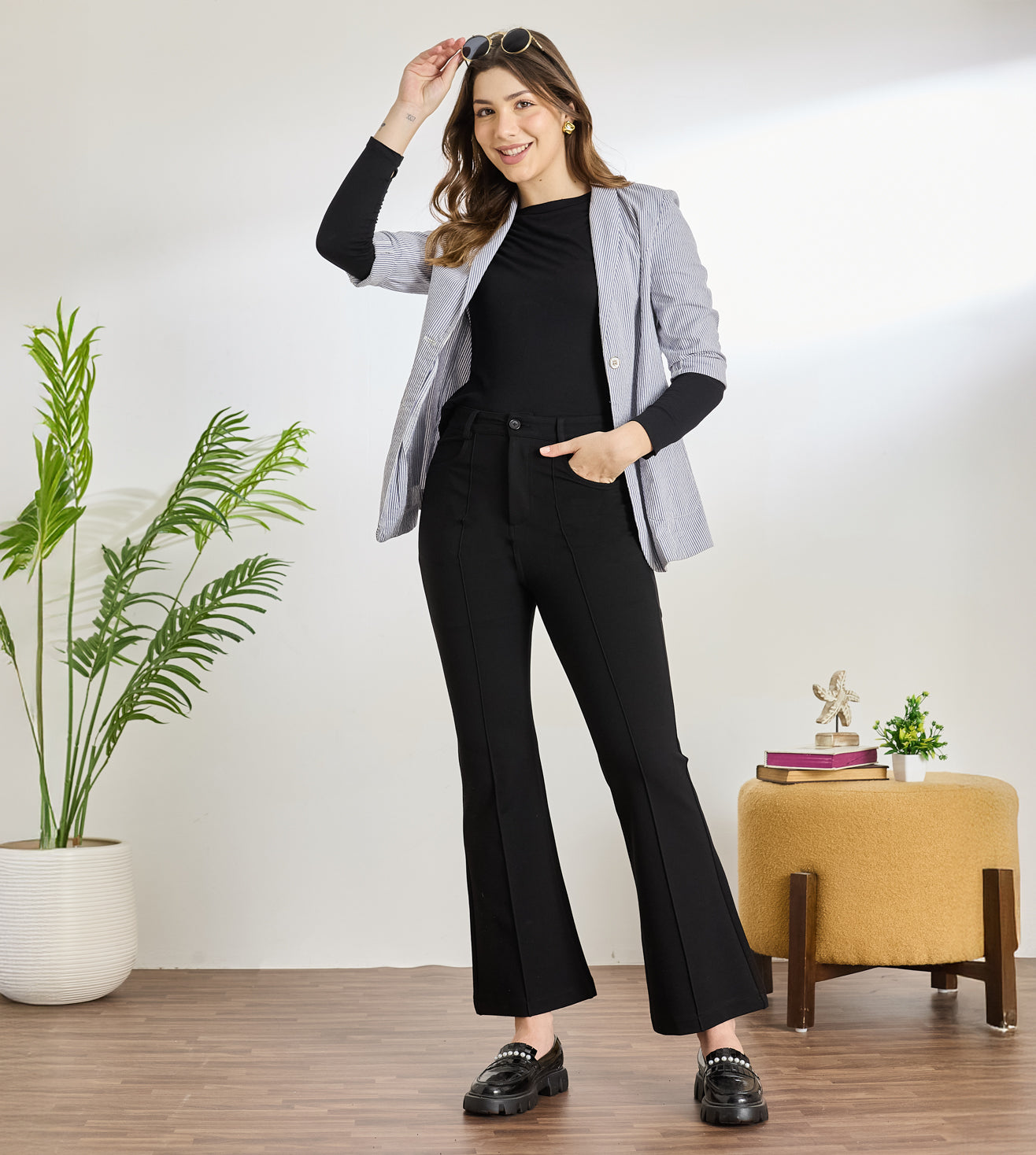 Black Ponty Roma Flared Pants