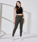 Olive Nylon Spandex High Waist Leggings