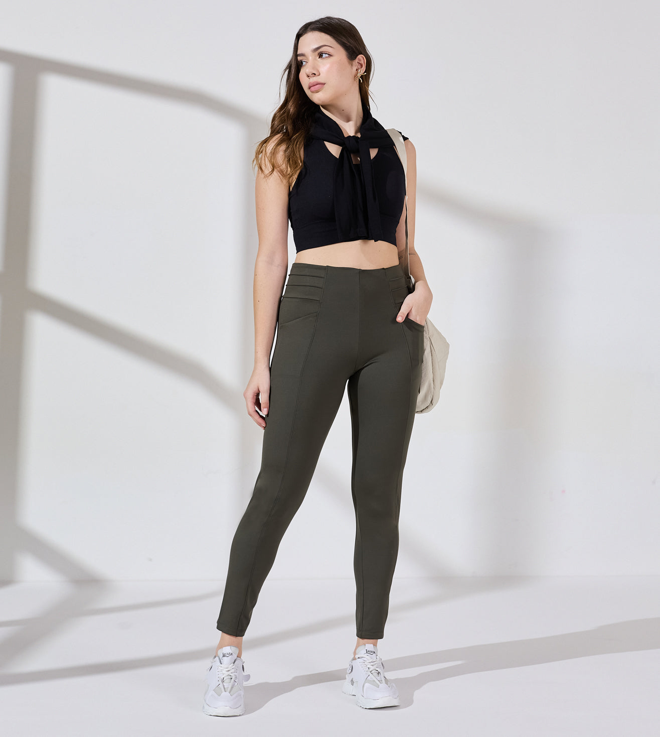 Olive Nylon Spandex High Waist Leggings