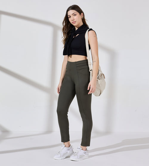 Olive Nylon Spandex High Waist Leggings