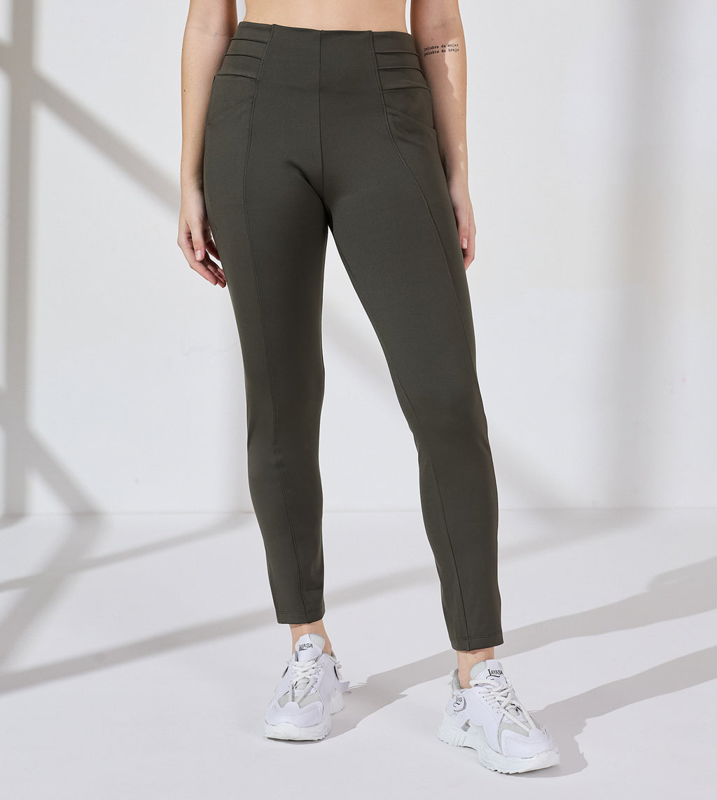 Olive Nylon Spandex High Waist Leggings