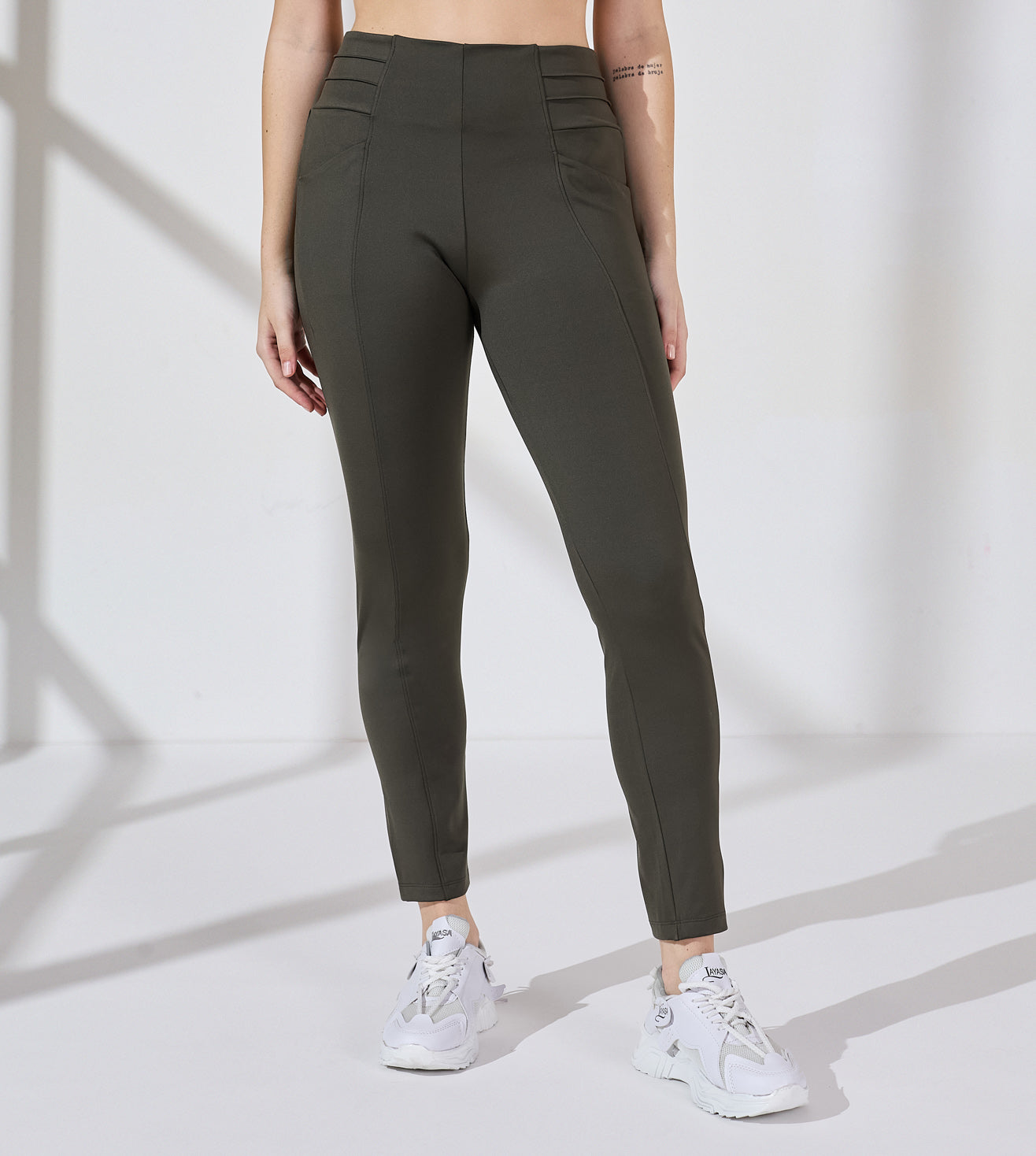 Olive Nylon Spandex High Waist Leggings