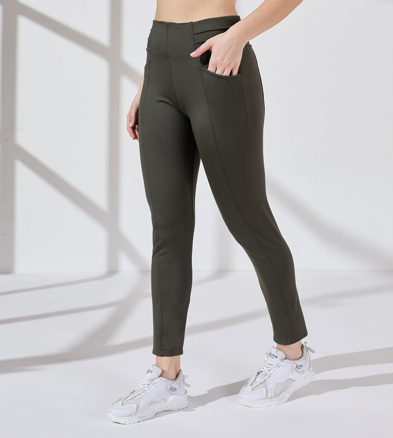 Olive Nylon Spandex High Waist Leggings