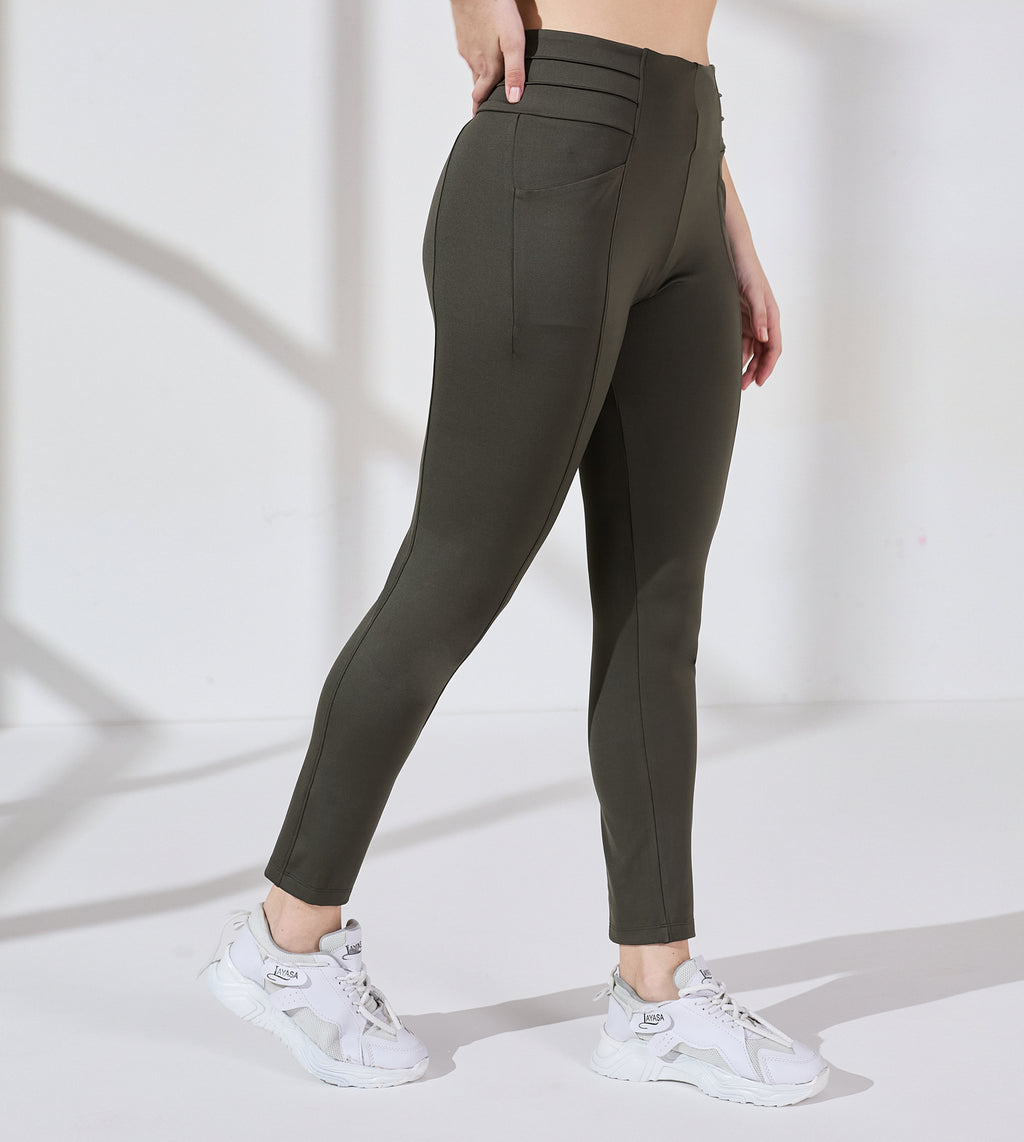 Olive Nylon Spandex High Waist Leggings