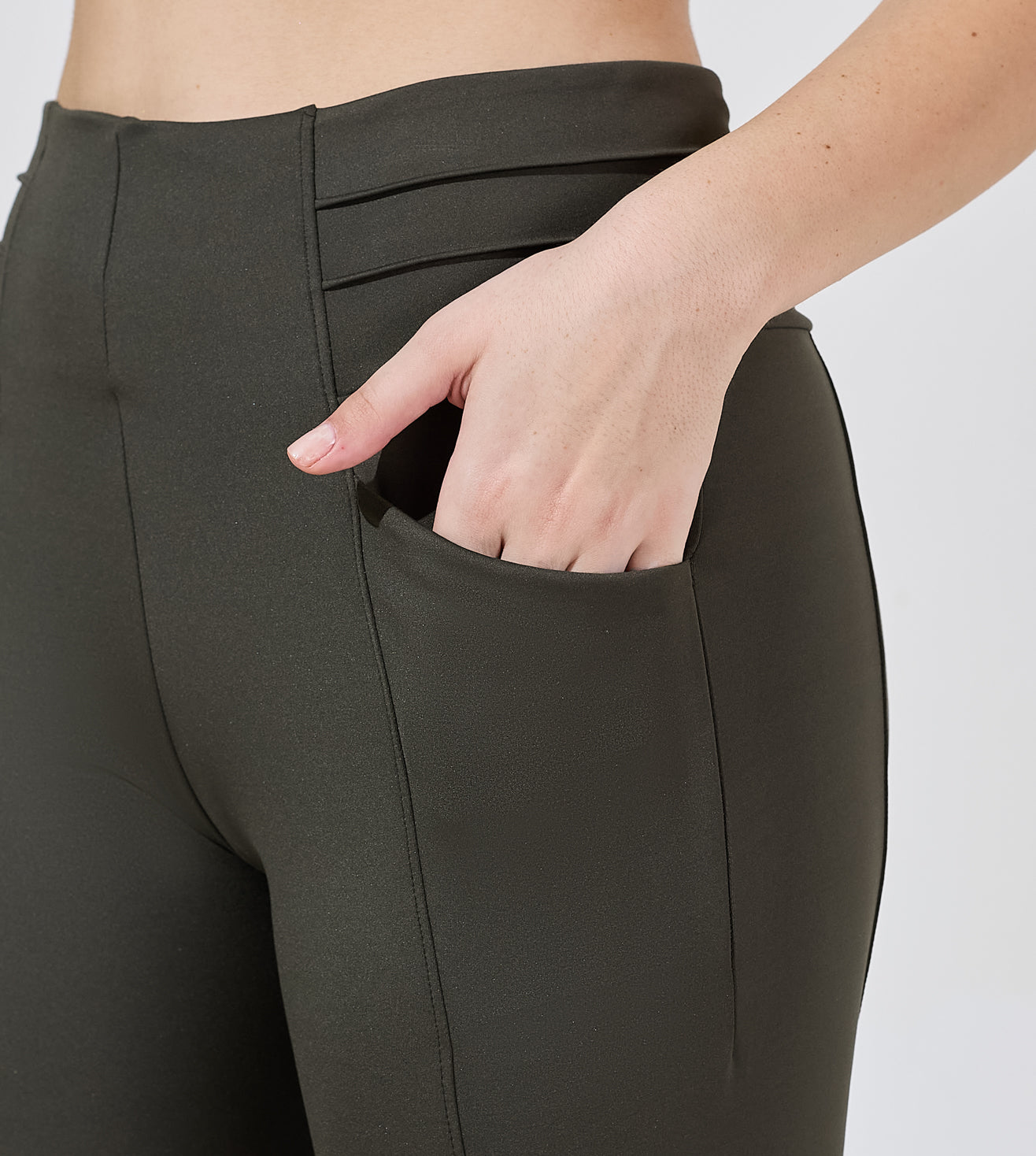 Olive Nylon Spandex High Waist Leggings