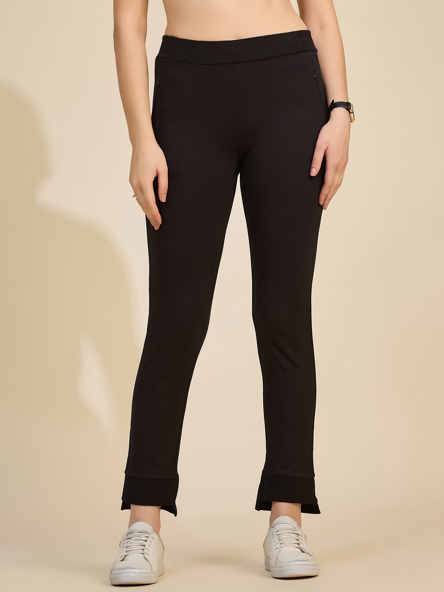 Black Women's High-Rise Hem Slit Tarry Pants