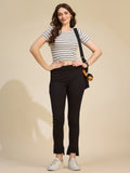 Black Women's High-Rise Hem Slit Tarry Pants