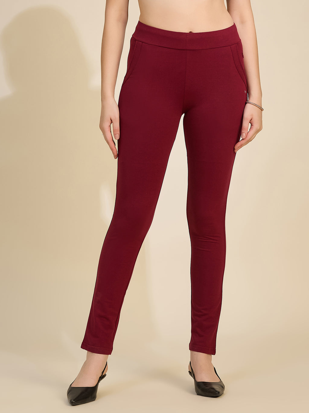 Maroon Women's High-Rise Tarry Pants