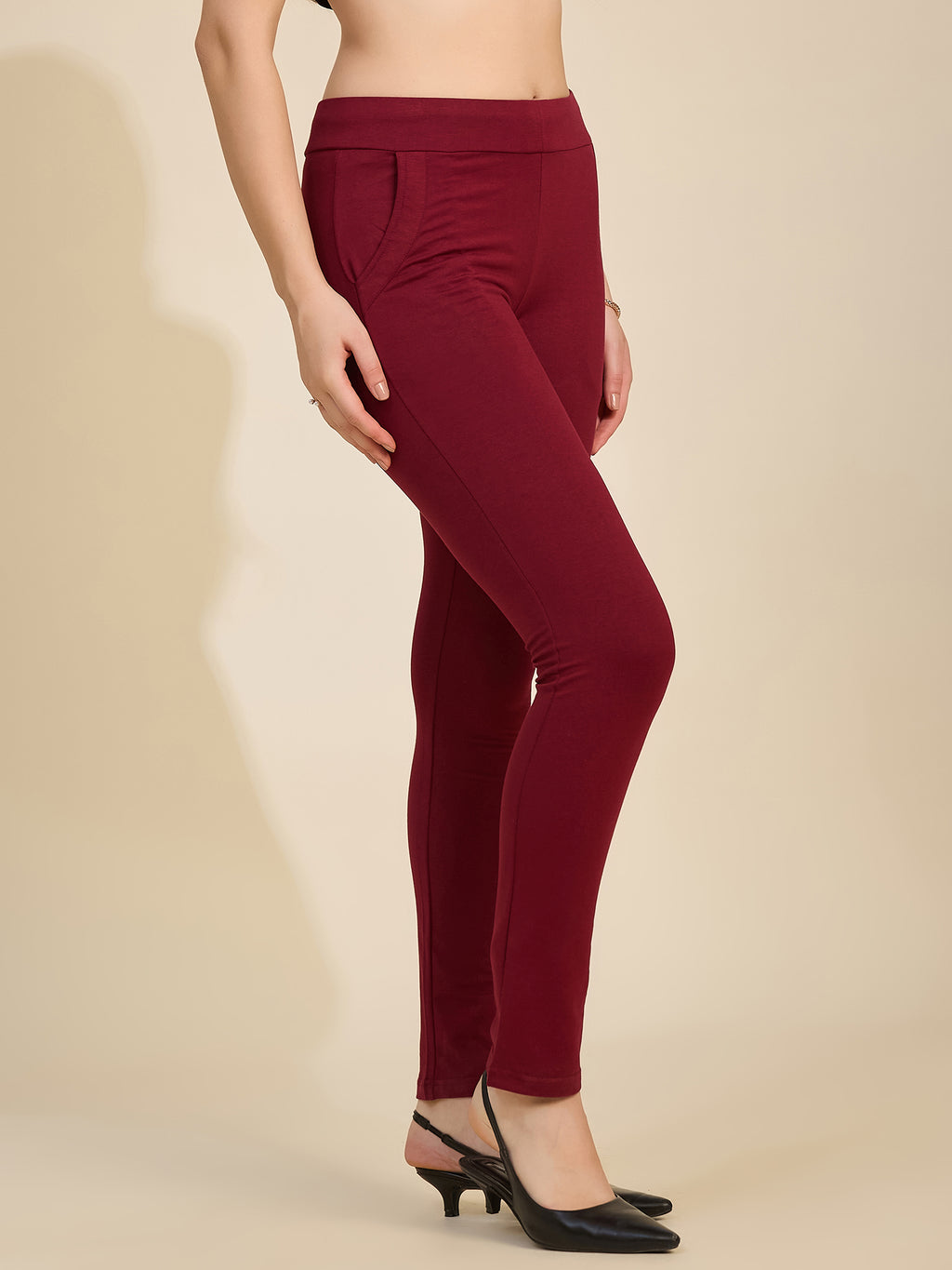 Maroon Women's High-Rise Tarry Pants