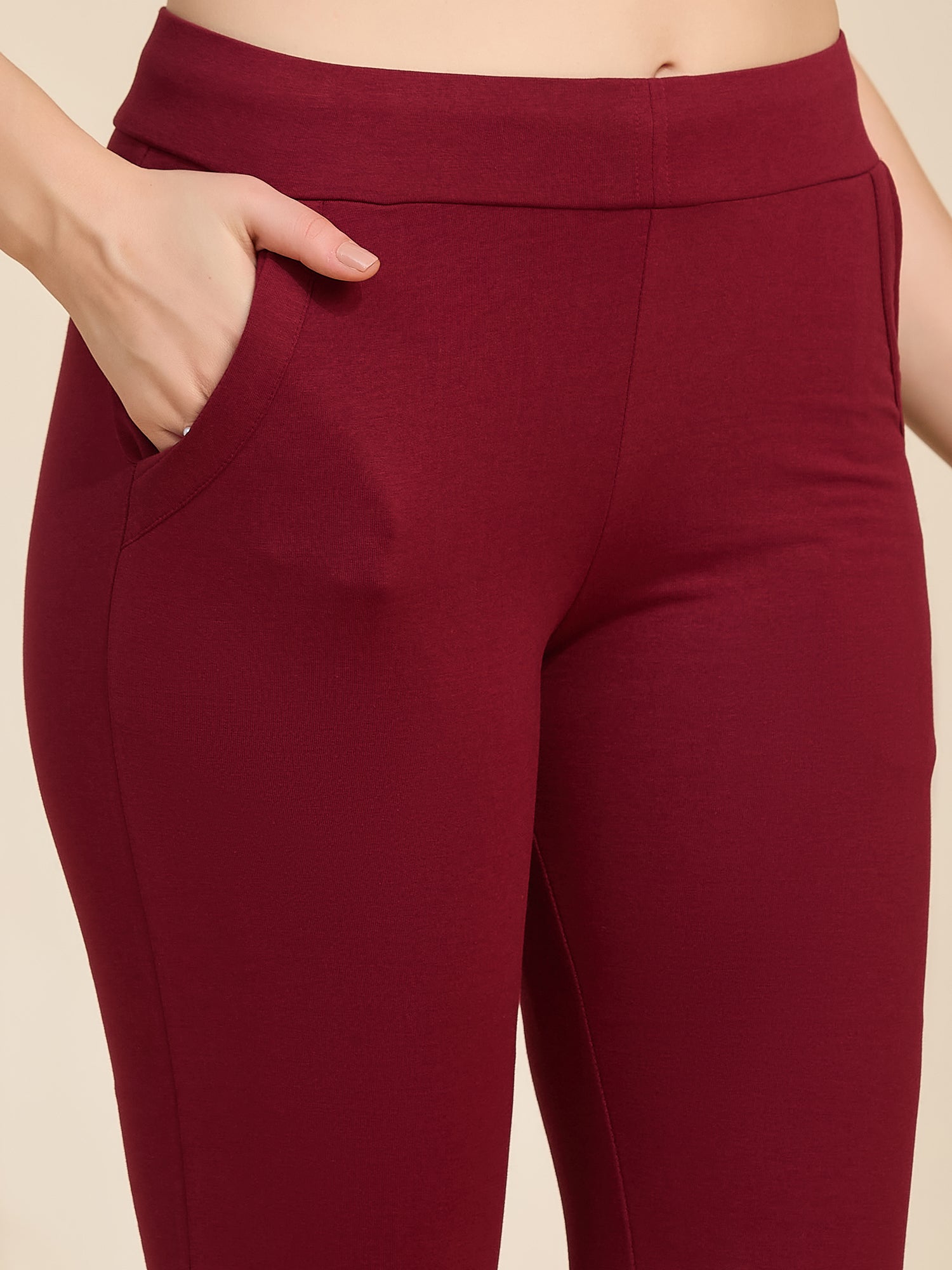 Maroon Women's High-Rise Tarry Pants