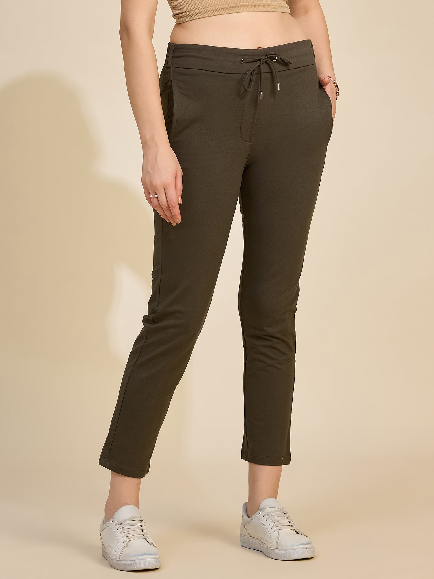 Olive Women's Mid-Rise Drawstring Tarry Pants