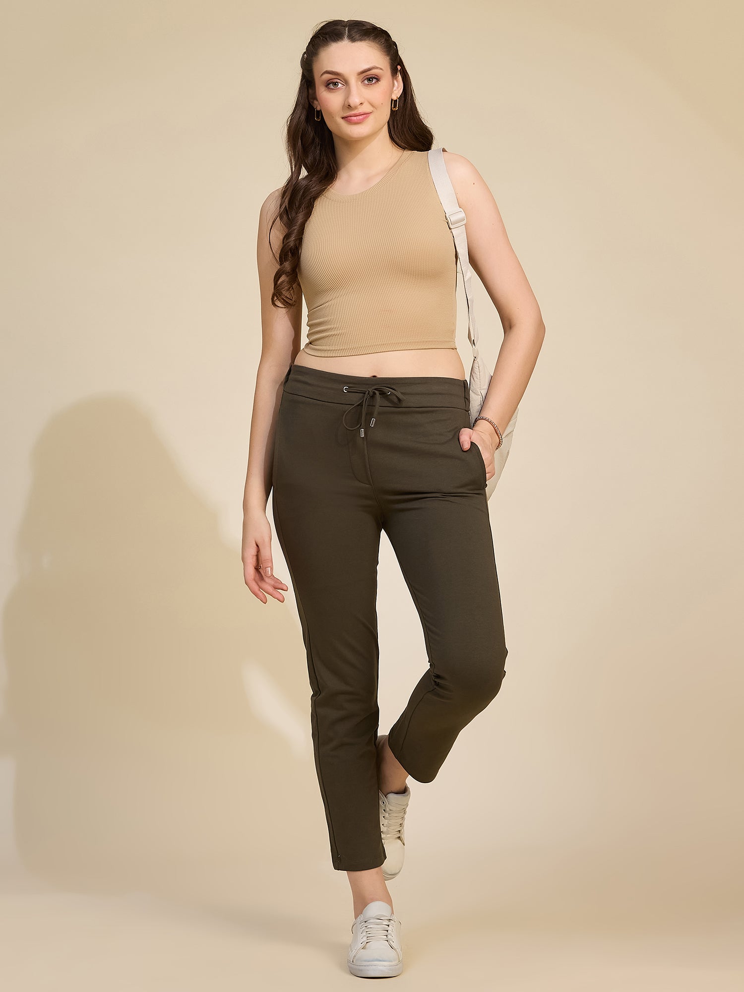 Olive Women's Mid-Rise Drawstring Tarry Pants