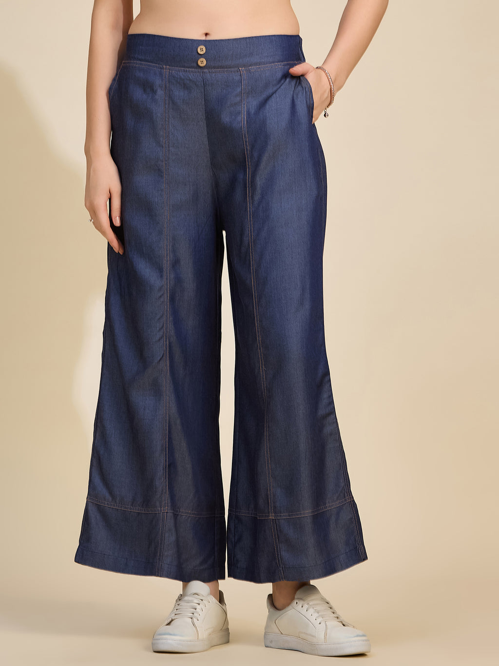 Indigo Women's Mid-Rise Wide Leg Tencel Palazzo Pants
