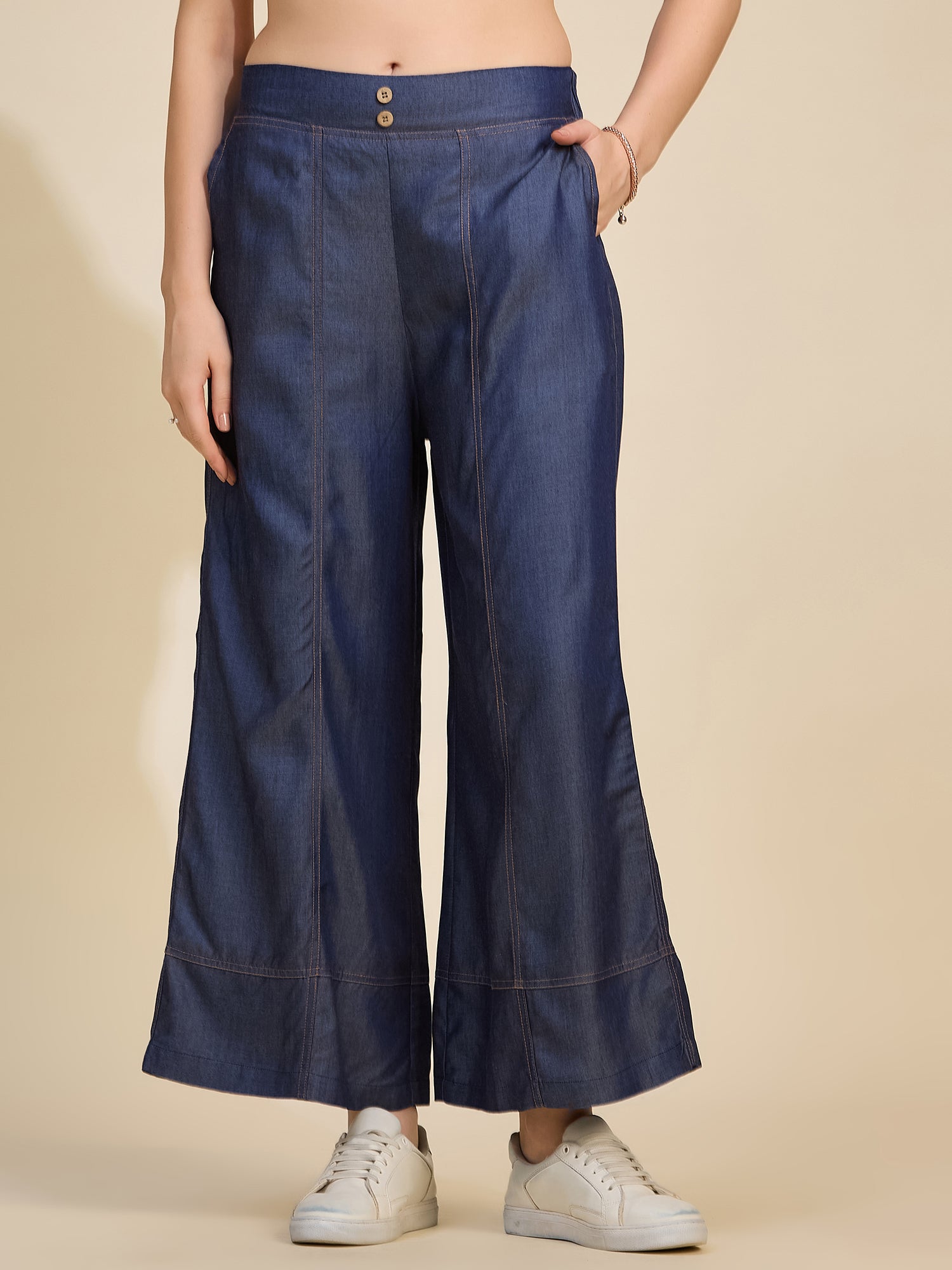 Indigo Women's Mid-Rise Wide Leg Tencel Palazzo Pants