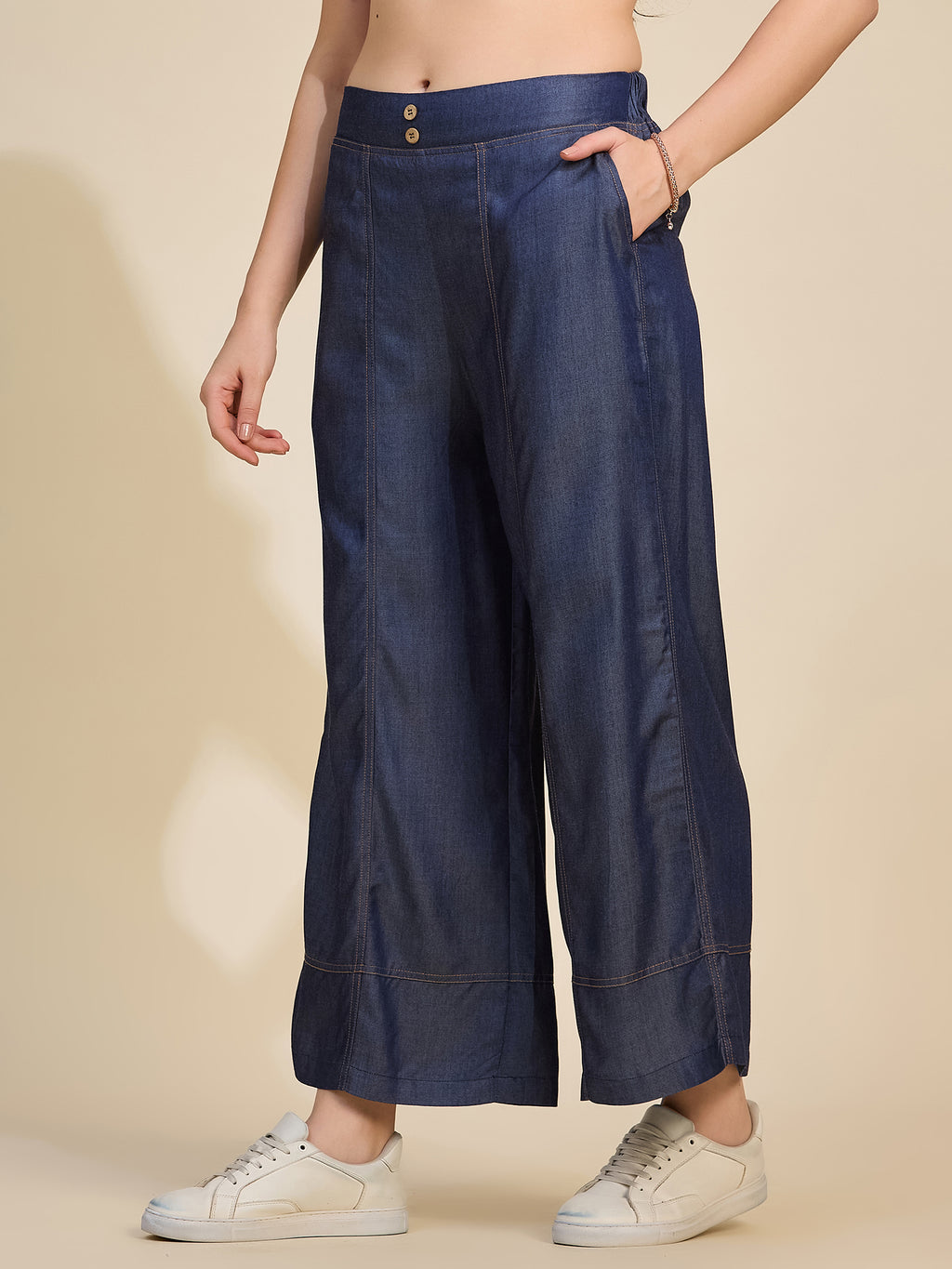 Indigo Women's Mid-Rise Wide Leg Tencel Palazzo Pants
