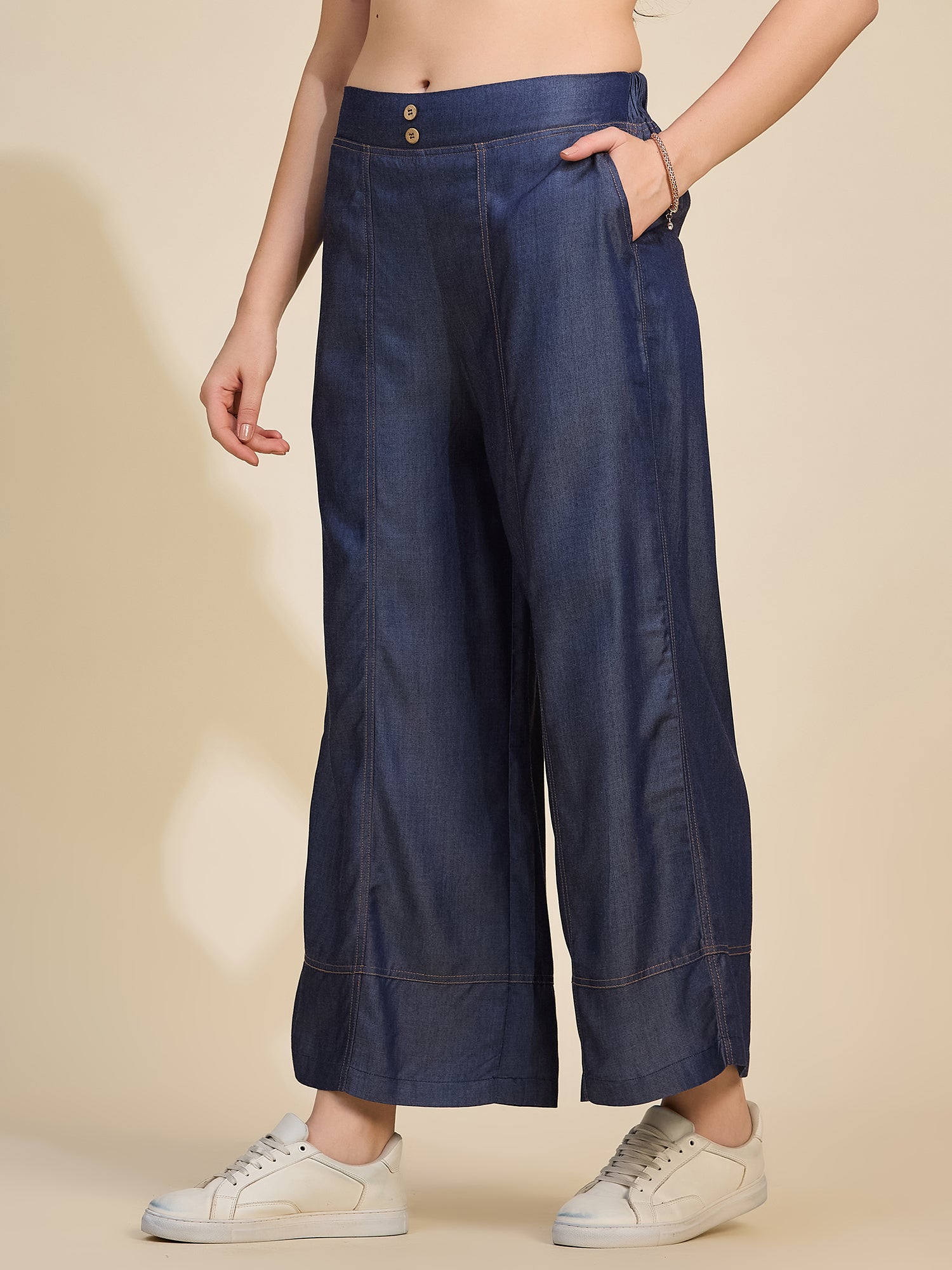 Indigo Women's Mid-Rise Wide Leg Tencel Palazzo Pants