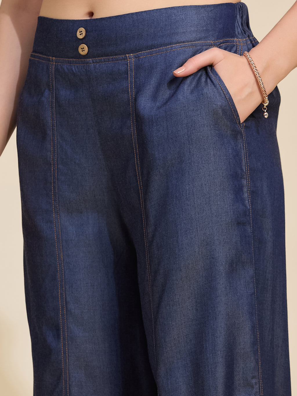 Indigo Women's Mid-Rise Wide Leg Tencel Palazzo Pants