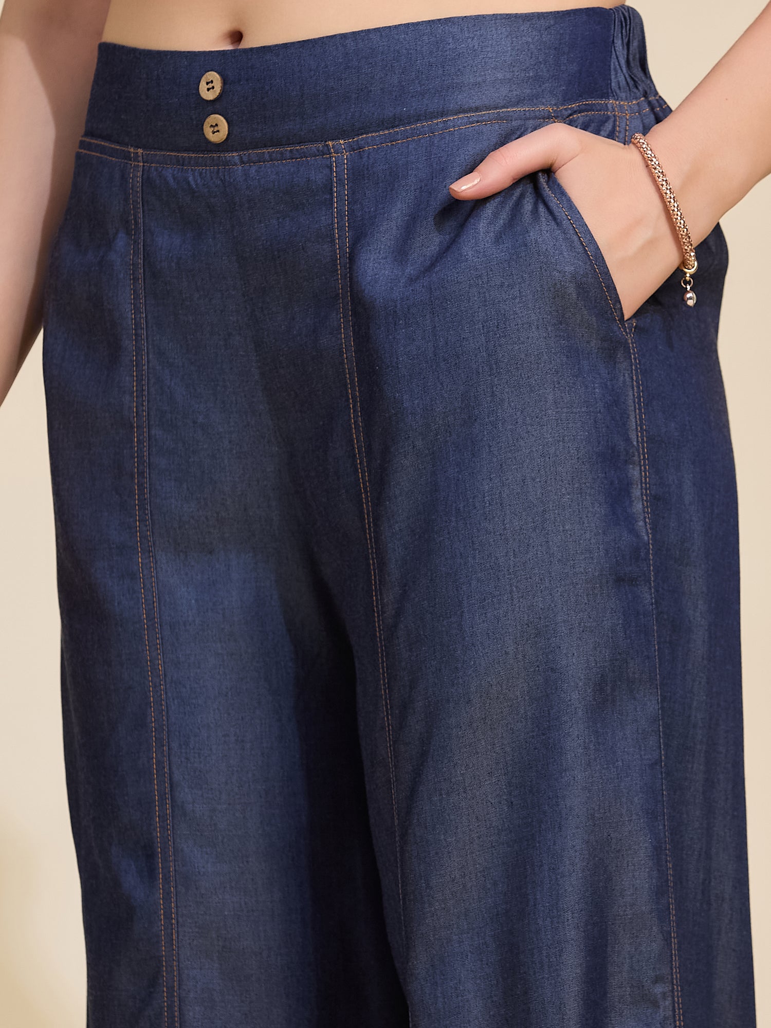 Indigo Women's Mid-Rise Wide Leg Tencel Palazzo Pants