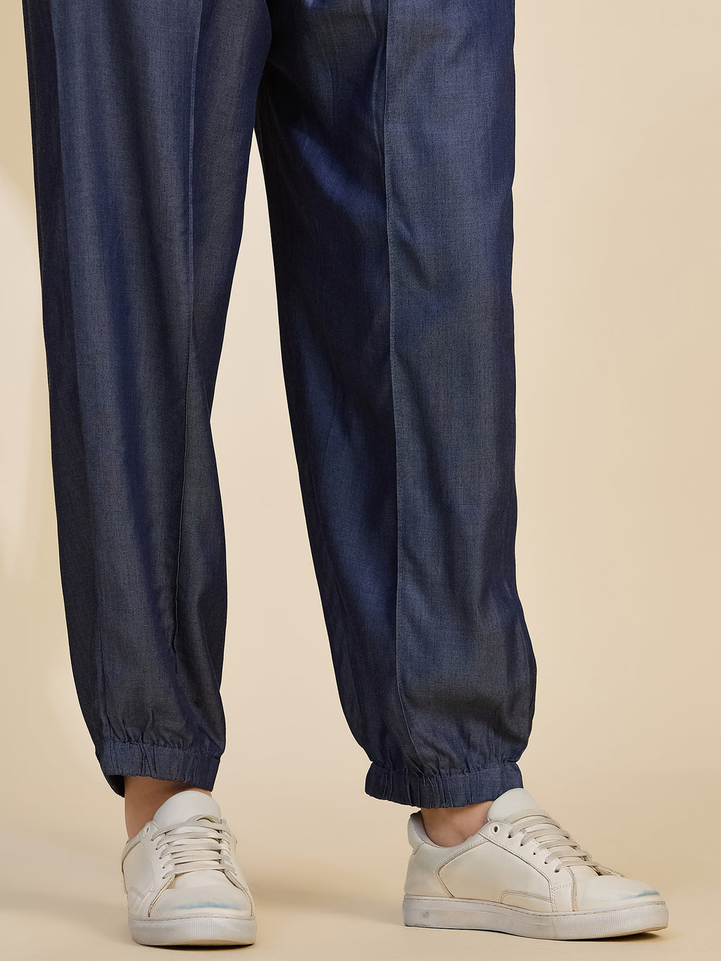 Indigo Women's Mid-Rise Drawstring Tencel Denim Jogger Pants