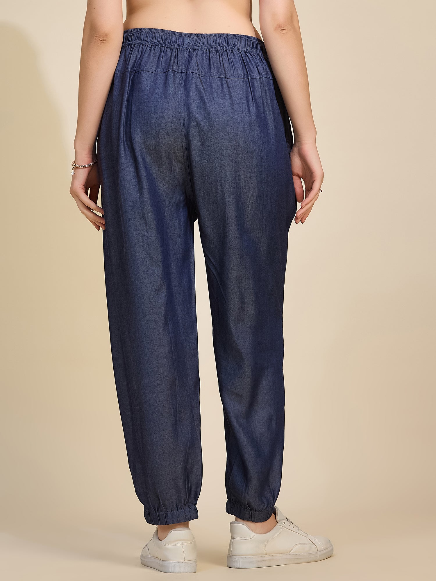 Indigo Women's Mid-Rise Drawstring Tencel Denim Jogger Pants