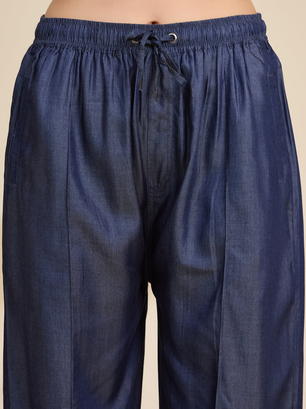 Indigo Women's Mid-Rise Drawstring Tencel Denim Jogger Pants