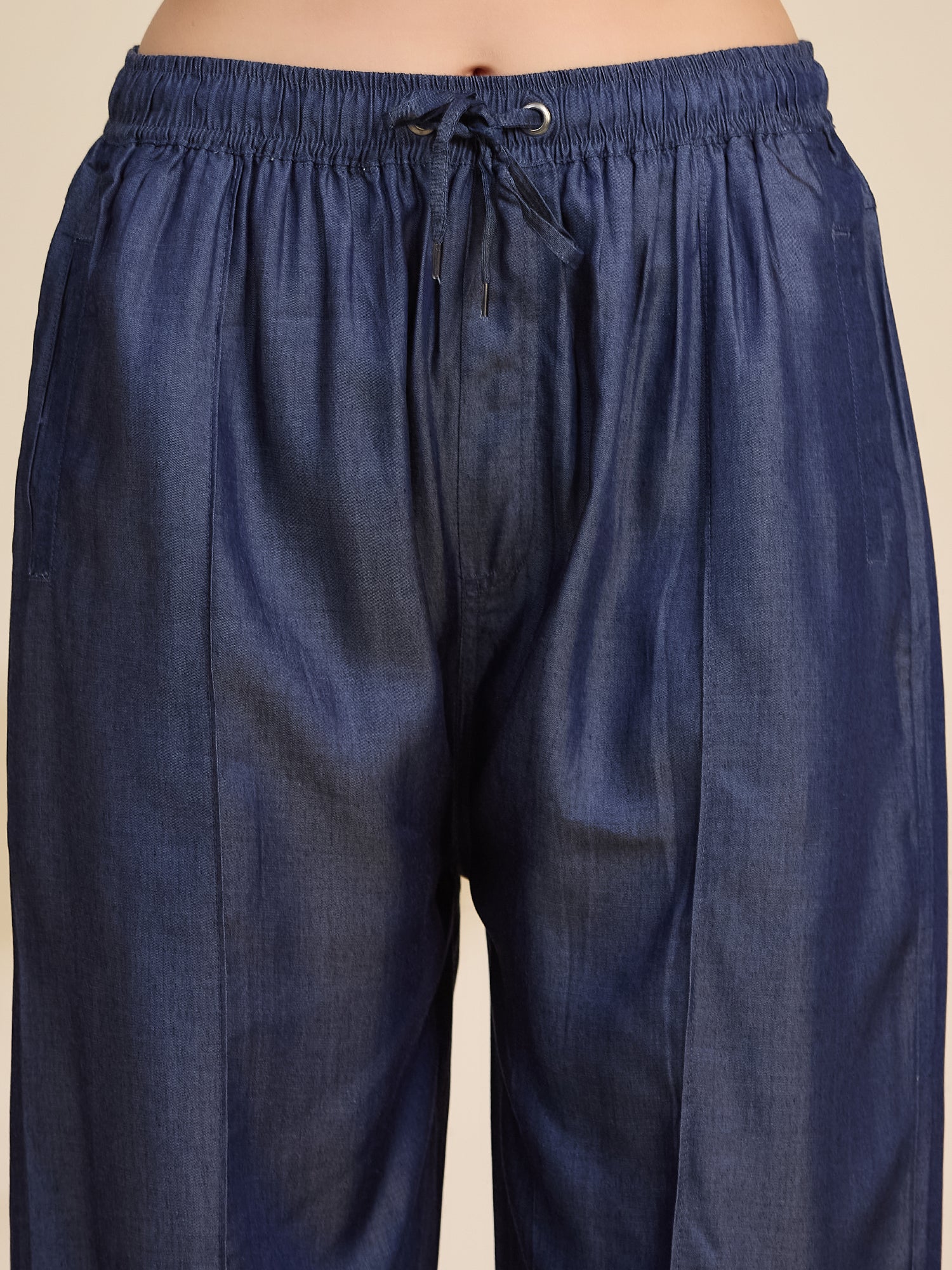Indigo Women's Mid-Rise Drawstring Tencel Denim Jogger Pants