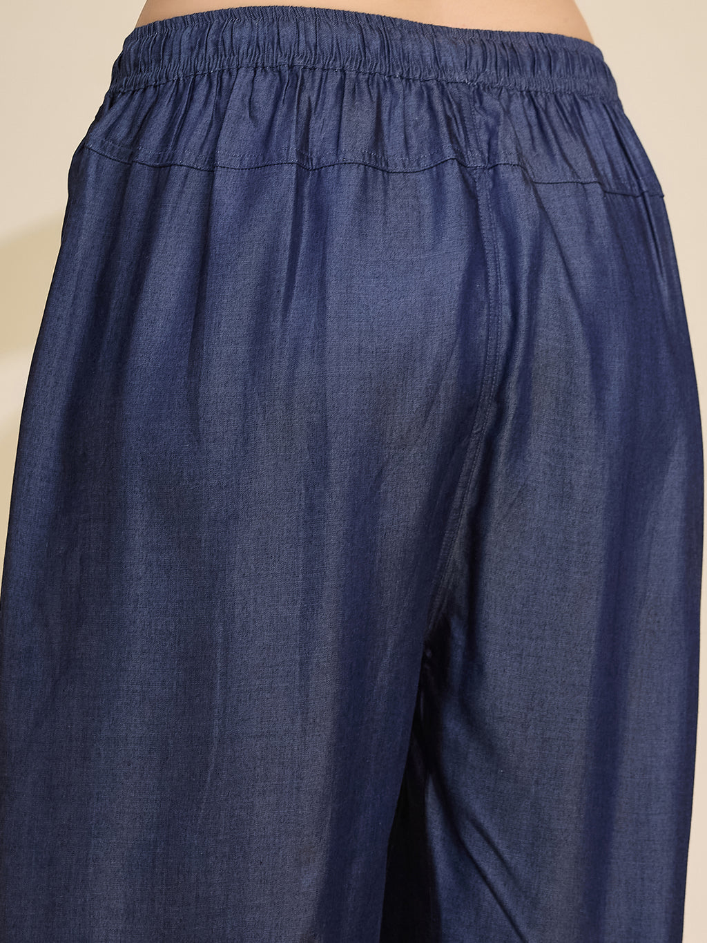 Indigo Women's Mid-Rise Drawstring Tencel Denim Jogger Pants