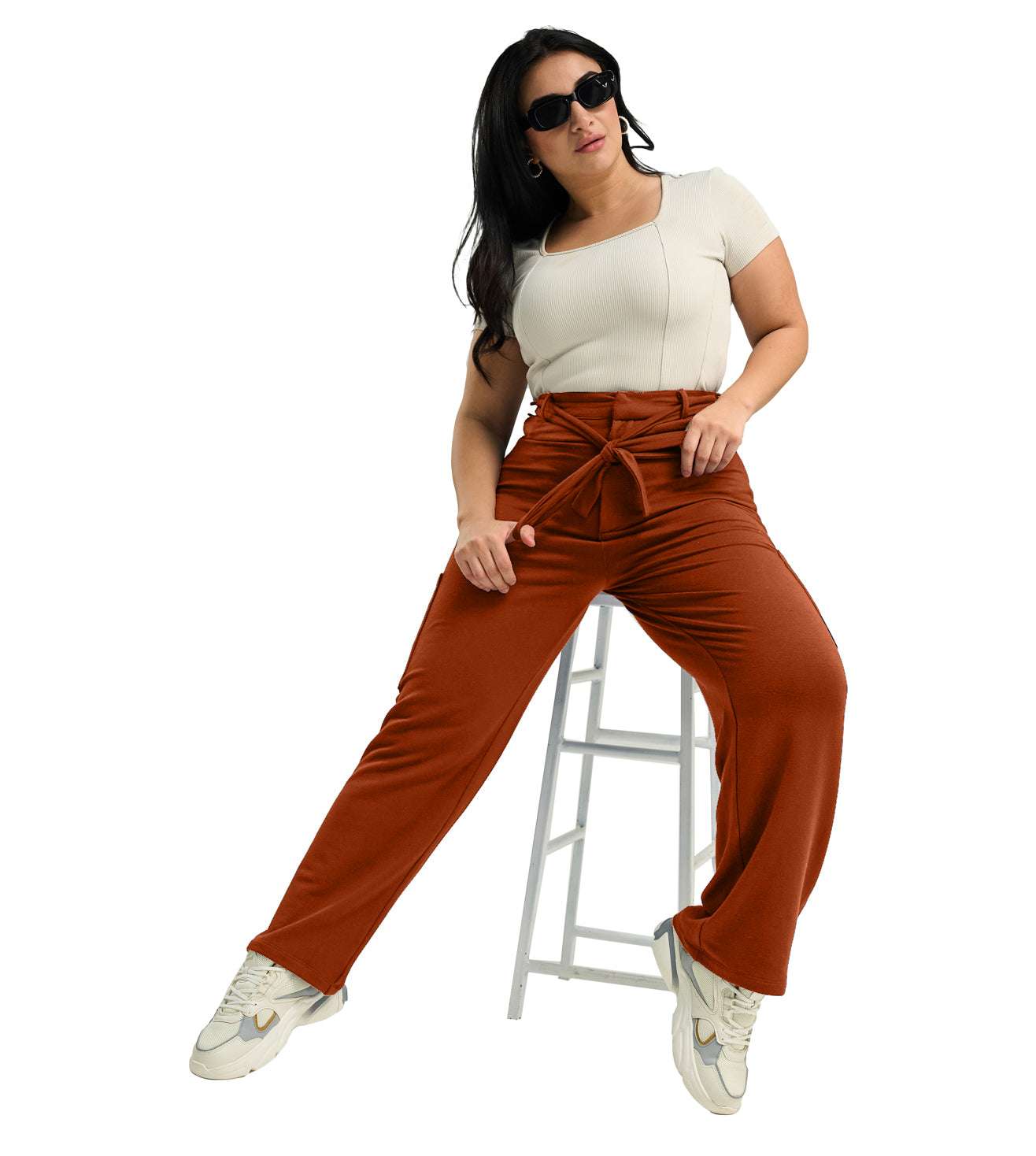 Modal Fleece Paperbag Trousers - Marvel