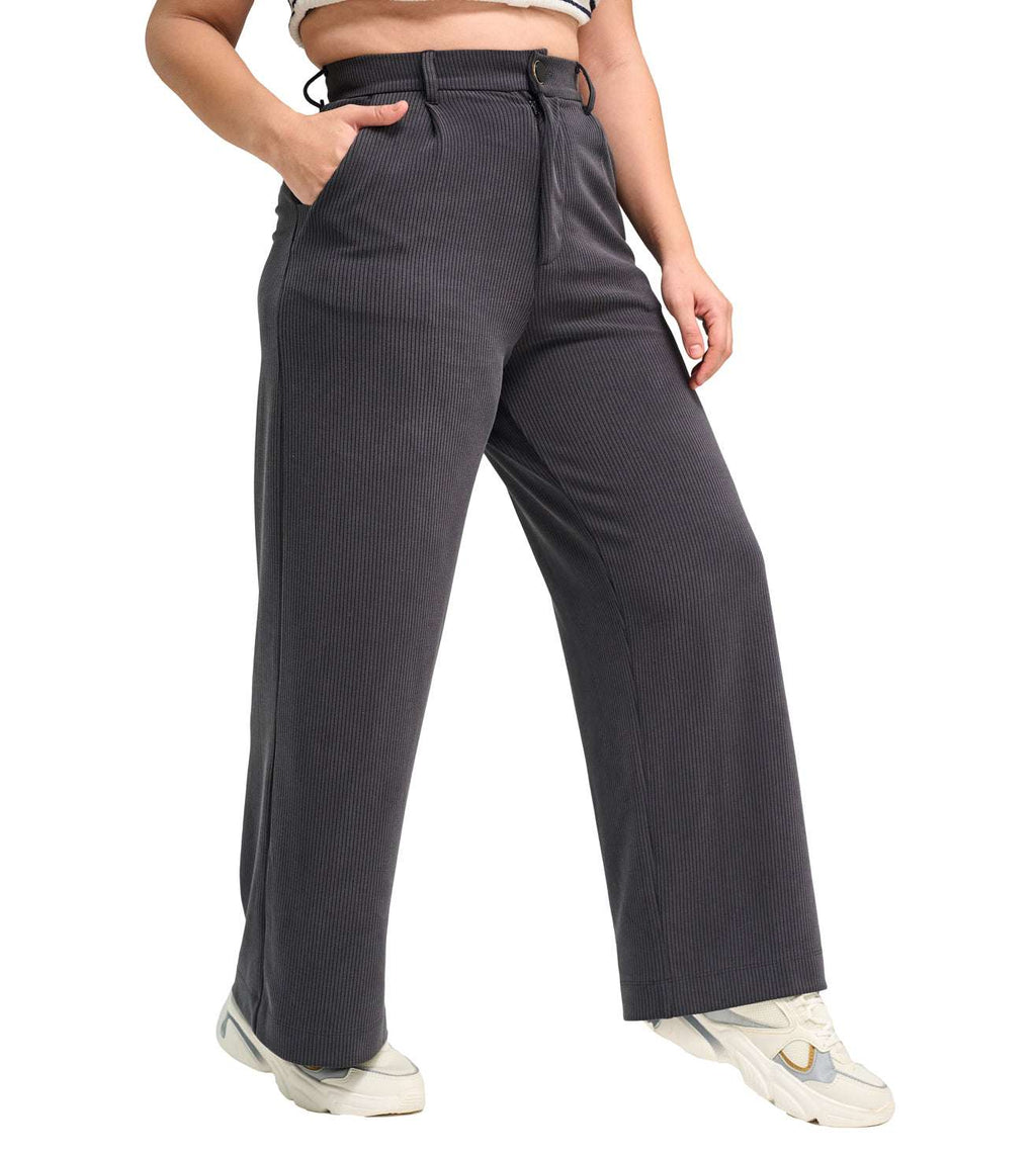 Modal Ribbed Formal Trousers - Marvel