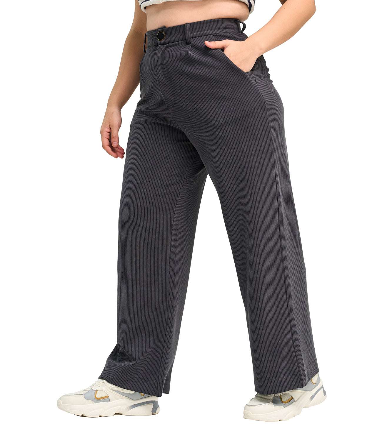 Modal Ribbed Formal Trousers - Marvel