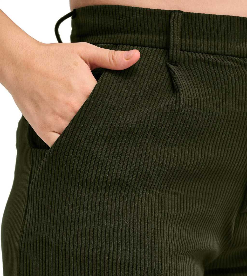 Modal Ribbed Formal Trousers - Marvel